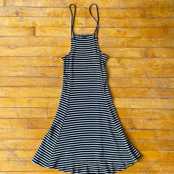 Brandy Melville Black White Spaghetti Strap Flare Mini Dress One size - Picture 1 of 8